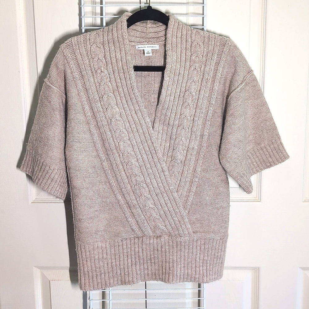 Banana Republic Small Tan Luxurious Wool & Alpaca Blend Faux Wrap Knit Sweater